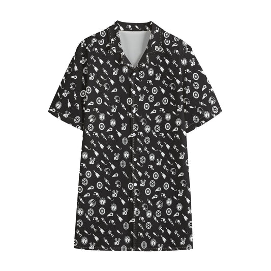 Motorcycle Parts Pattern Print Cotton Hawaiian Shirt