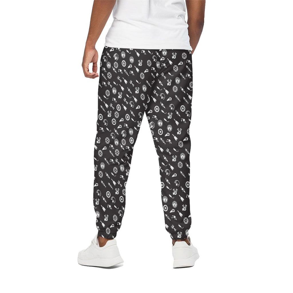 Motorcycle Parts Pattern Print Cotton Pants