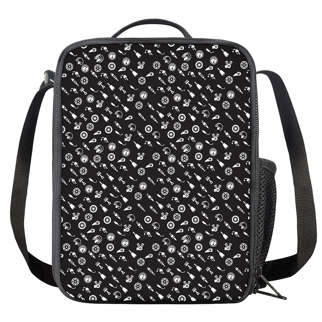 Motorcycle Parts Pattern Print Crossbody Lunch Bag
