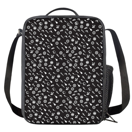 Motorcycle Parts Pattern Print Crossbody Lunch Bag