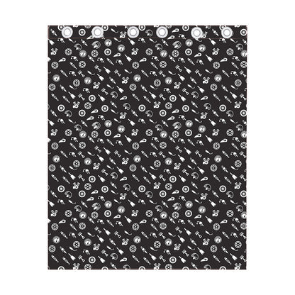 Motorcycle Parts Pattern Print Curtain