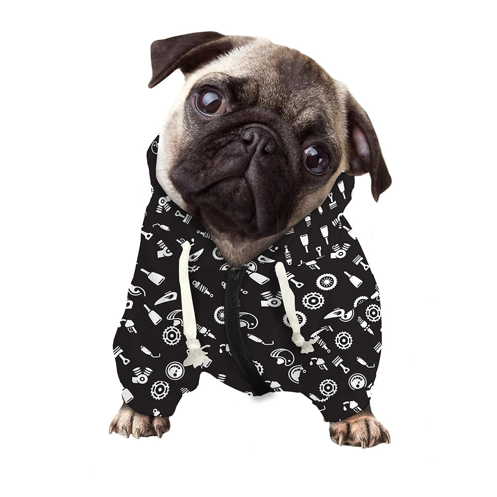 Motorcycle Parts Pattern Print Dog Zip Up Hoodie