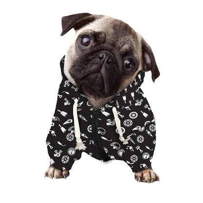 Motorcycle Parts Pattern Print Dog Zip Up Hoodie