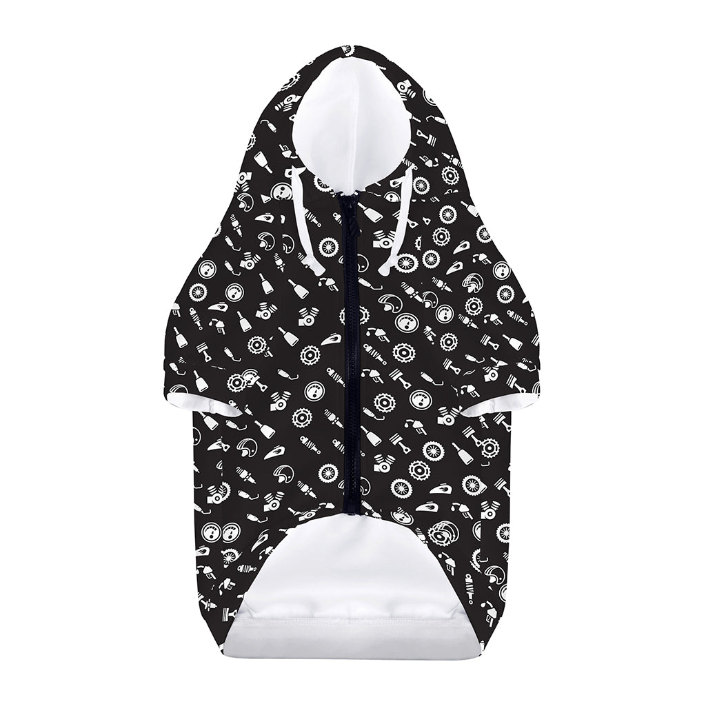 Motorcycle Parts Pattern Print Dog Zip Up Hoodie