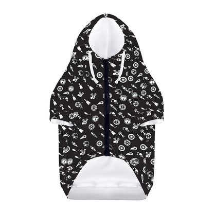 Motorcycle Parts Pattern Print Dog Zip Up Hoodie