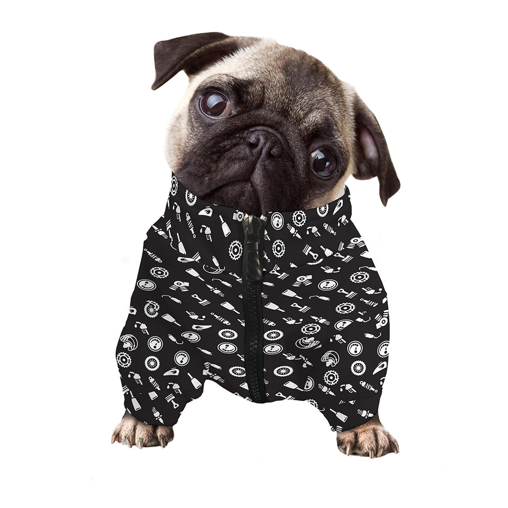 Motorcycle Parts Pattern Print Dog Zip Up Jacket