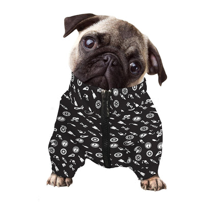 Motorcycle Parts Pattern Print Dog Zip Up Jacket