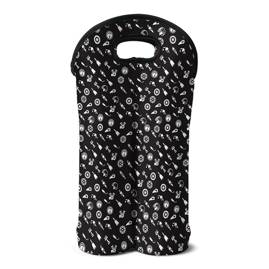 Motorcycle Parts Pattern Print Double Neoprene Wine Tote