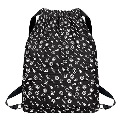 Motorcycle Parts Pattern Print Drawstring Backpack