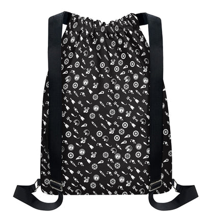 Motorcycle Parts Pattern Print Drawstring Backpack