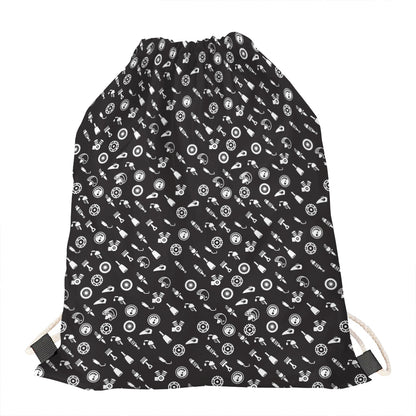 Motorcycle Parts Pattern Print Drawstring Bag