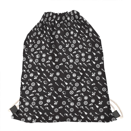 Motorcycle Parts Pattern Print Drawstring Bag