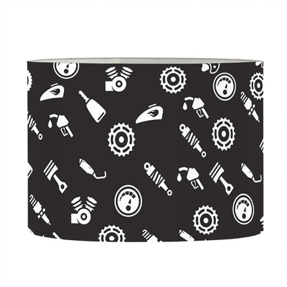 Motorcycle Parts Pattern Print Drum Lamp Shade