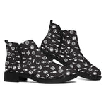 Motorcycle Parts Pattern Print Flat Ankle Boots
