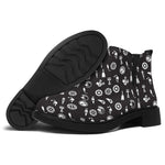 Motorcycle Parts Pattern Print Flat Ankle Boots