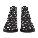 Motorcycle Parts Pattern Print Flat Ankle Boots