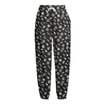 Motorcycle Parts Pattern Print Fleece Lined Knit Pants