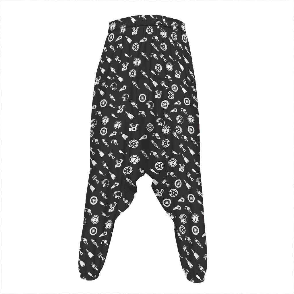 Motorcycle Parts Pattern Print Hammer Pants