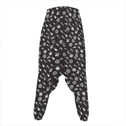 Motorcycle Parts Pattern Print Hammer Pants
