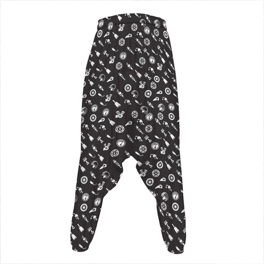 Motorcycle Parts Pattern Print Hammer Pants
