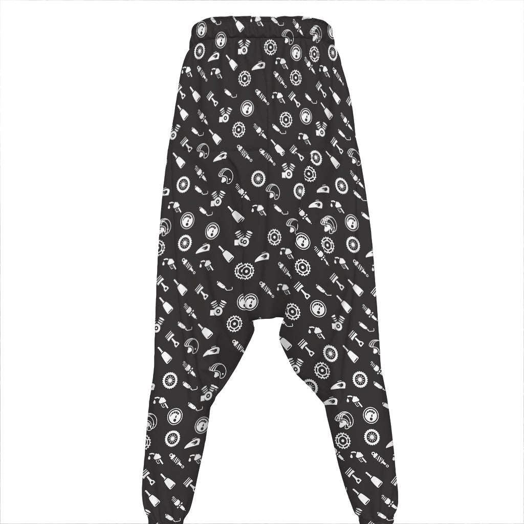 Motorcycle Parts Pattern Print Hammer Pants