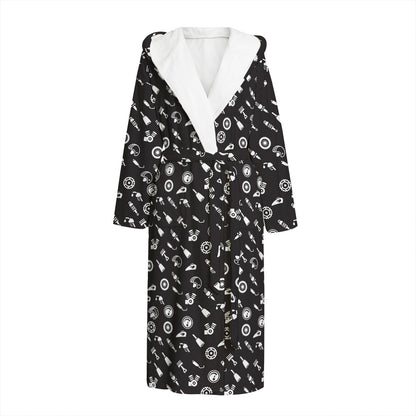 Motorcycle Parts Pattern Print Hooded Bathrobe