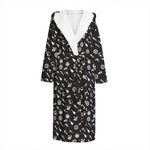 Motorcycle Parts Pattern Print Hooded Bathrobe