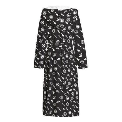 Motorcycle Parts Pattern Print Hooded Bathrobe