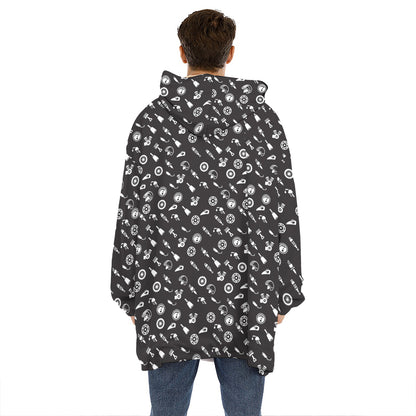 Motorcycle Parts Pattern Print Hoodie Blanket