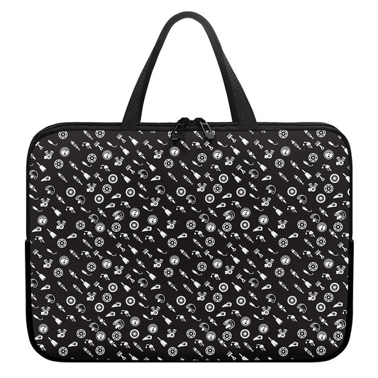 Motorcycle Parts Pattern Print Laptop Sleeve With Handle