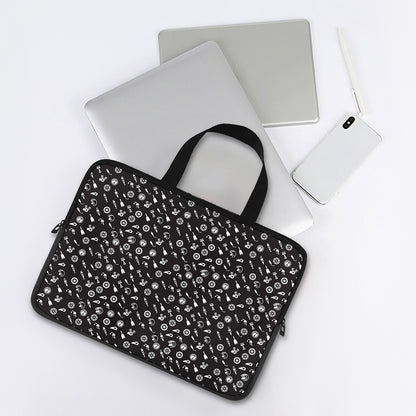 Motorcycle Parts Pattern Print Laptop Sleeve With Handle