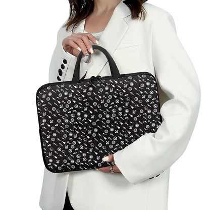 Motorcycle Parts Pattern Print Laptop Sleeve With Handle