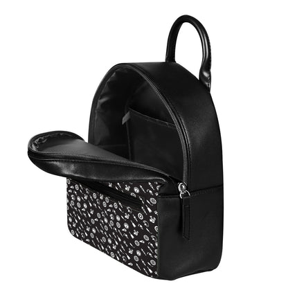 Motorcycle Parts Pattern Print Leather Backpack