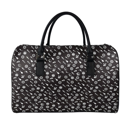 Motorcycle Parts Pattern Print Leather Duffle Bag