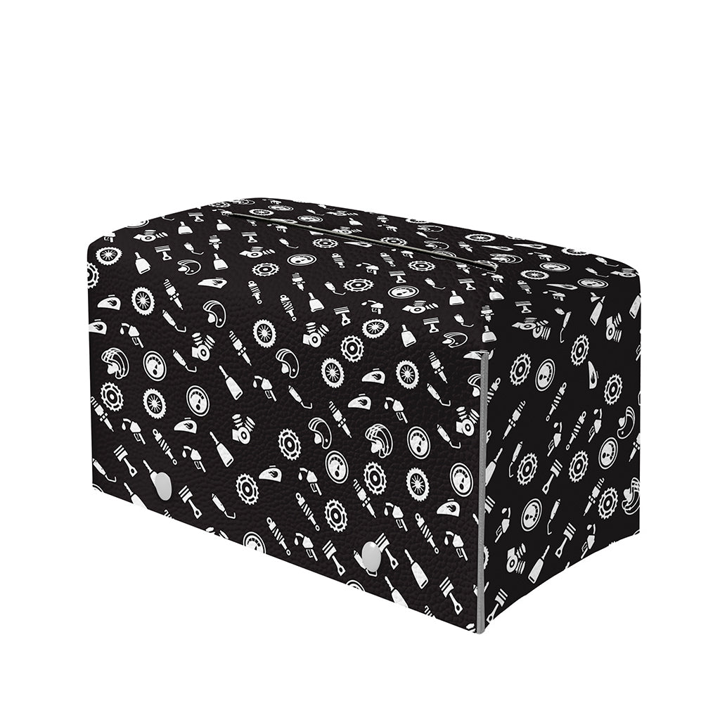 Motorcycle Parts Pattern Print Leather Tissue Box Cover