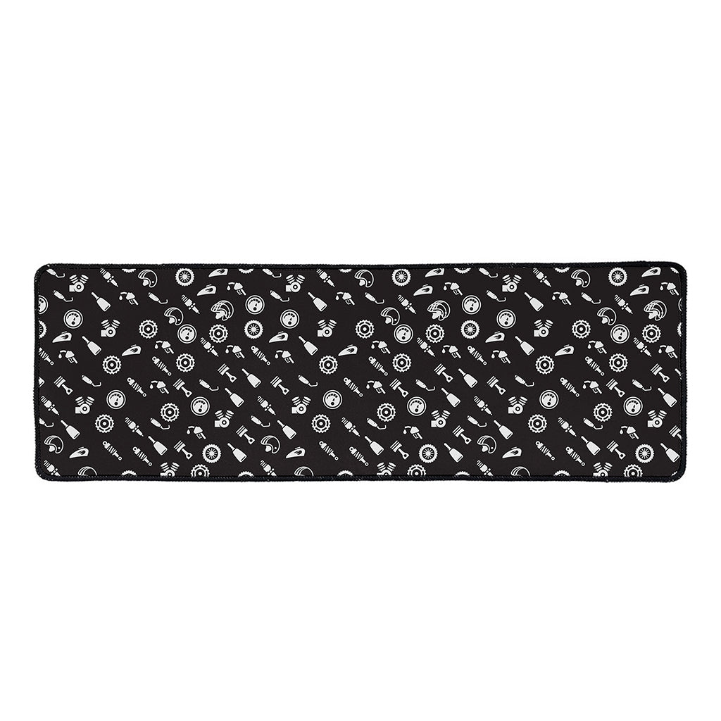 Motorcycle Parts Pattern Print Long Kitchen Mat