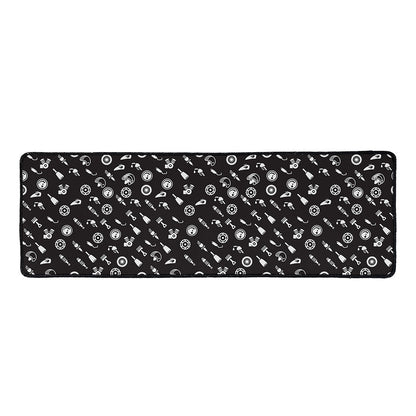 Motorcycle Parts Pattern Print Long Kitchen Mat