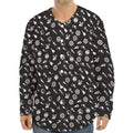 Motorcycle Parts Pattern Print Long Sleeve Baseball Jersey