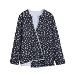 Motorcycle Parts Pattern Print Long Sleeve Short Coat