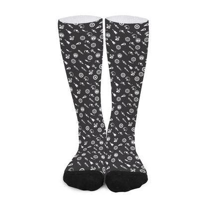 Motorcycle Parts Pattern Print Long Socks