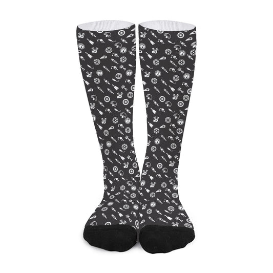 Motorcycle Parts Pattern Print Long Socks