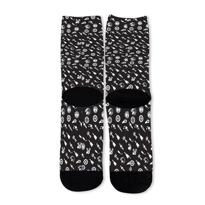 Motorcycle Parts Pattern Print Long Socks
