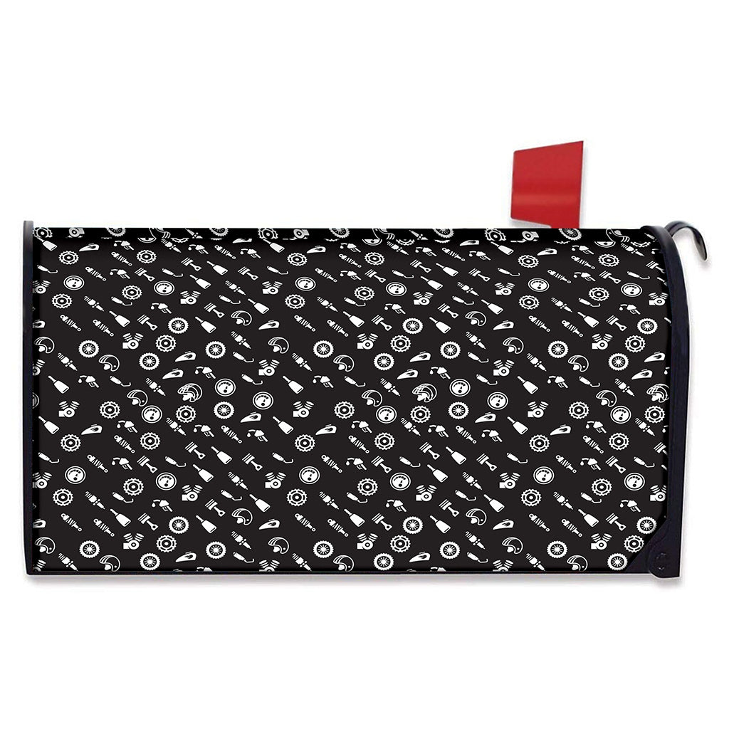 Motorcycle Parts Pattern Print Mailbox Cover