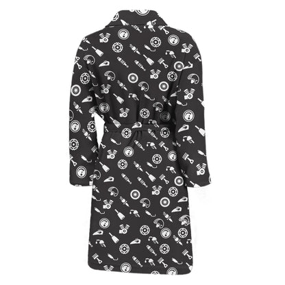 Motorcycle Parts Pattern Print Men's Bathrobe