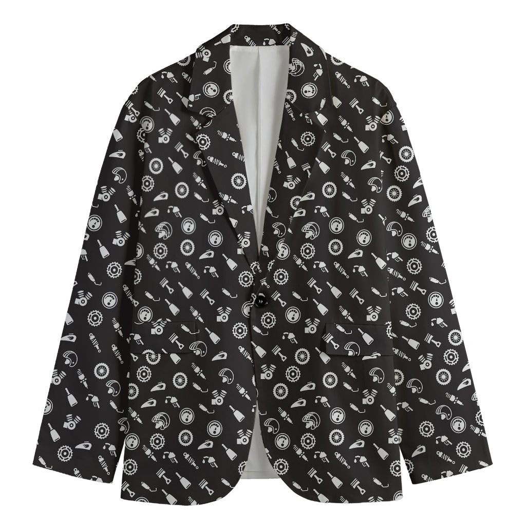 Motorcycle Parts Pattern Print Men's Blazer