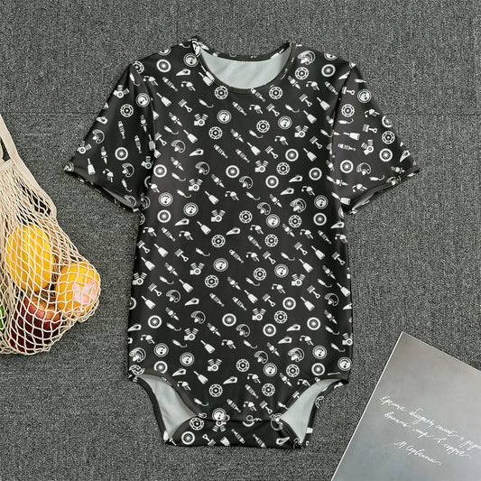 Motorcycle Parts Pattern Print Men's Bodysuit