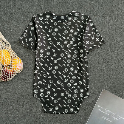 Motorcycle Parts Pattern Print Men's Bodysuit