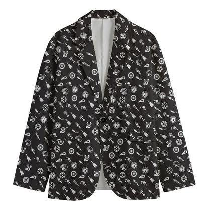Motorcycle Parts Pattern Print Men's Cotton Blazer