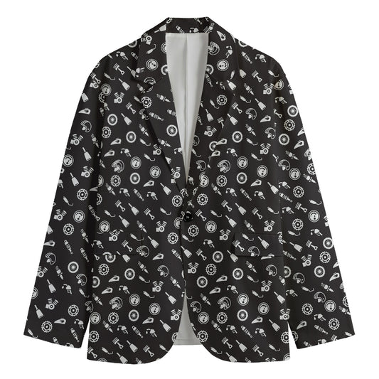 Motorcycle Parts Pattern Print Men's Cotton Blazer