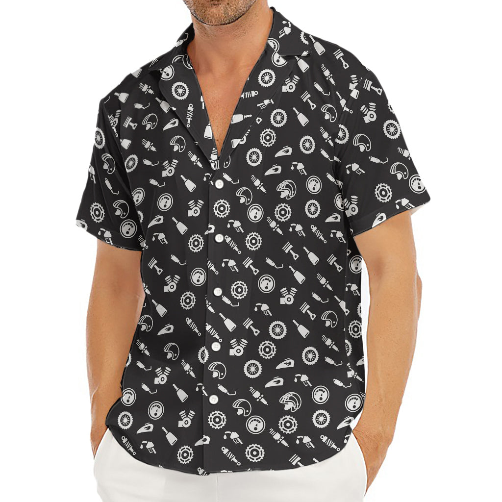 Motorcycle Parts Pattern Print Men's Deep V-Neck Shirt
